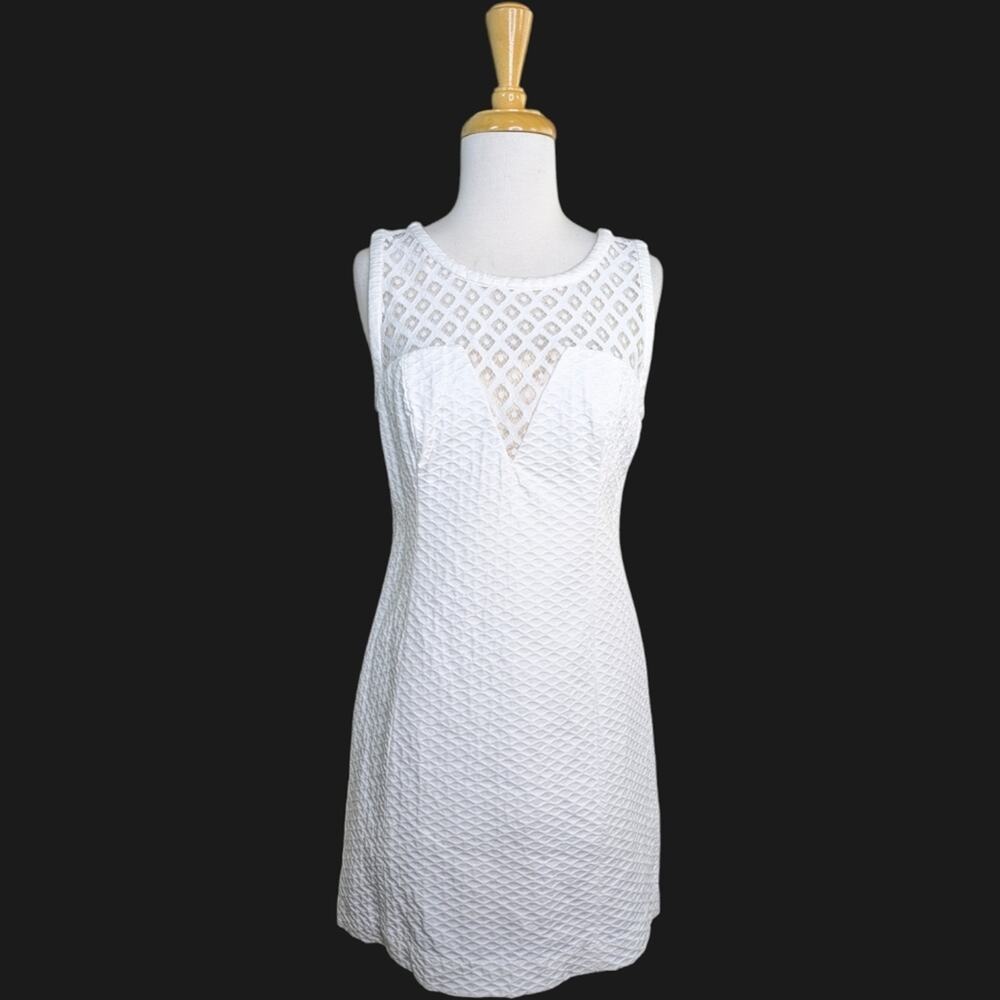 Lilly Pulitzer Vandalia White Lace Yoke Shift Dress 6 Sleeveless Resort Summer - Picture 4 of 10